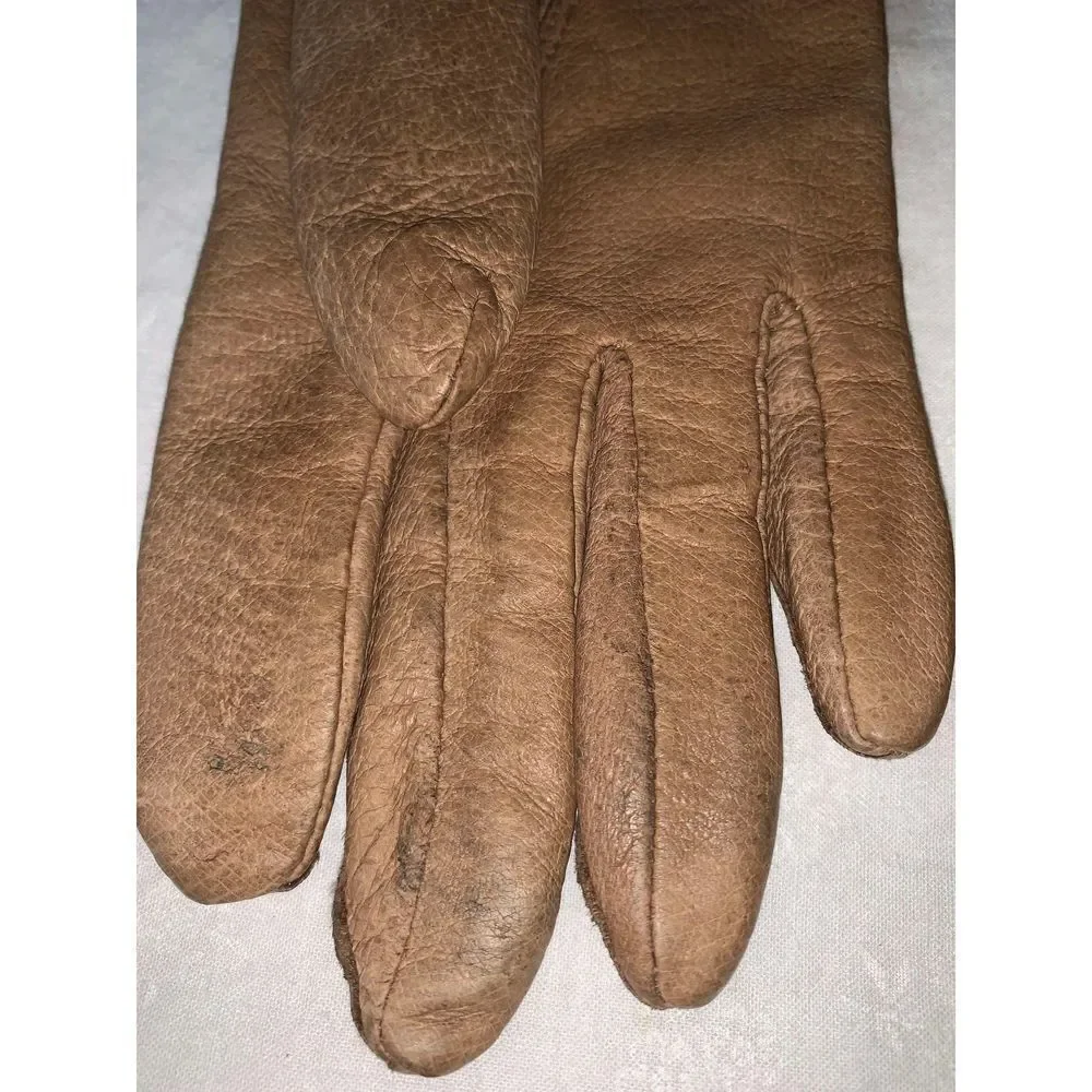 Vintage Tan Leather Gloves Size Medium‎
